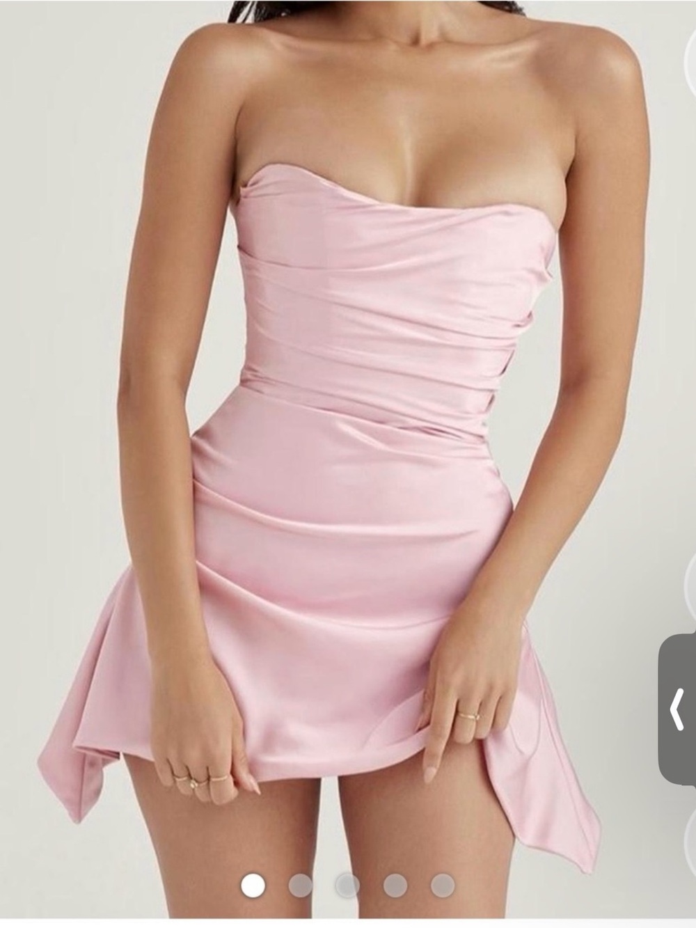 House of CB Strapless Pink Satin Mini Dress